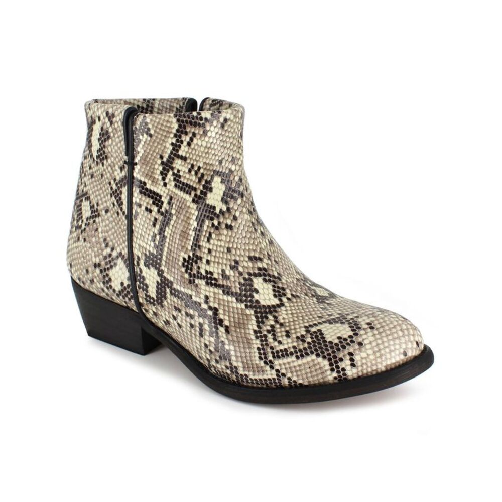 ARTISAN BY ZIGI Womens Beige Snake Lissa Almond Toe Block Heel Booties 7 M